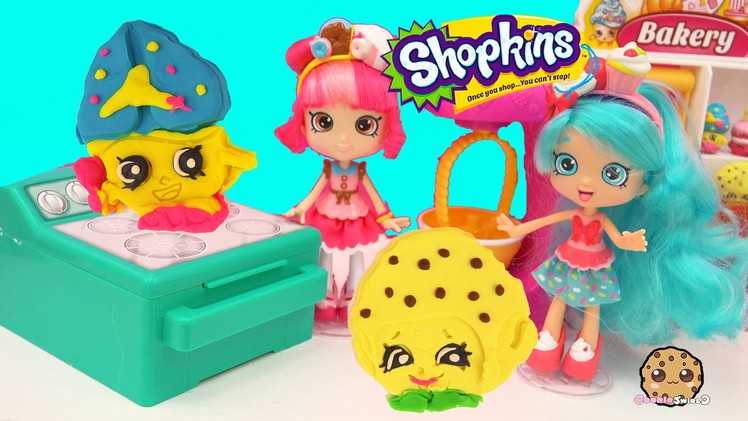 Jessicake & Donatina Shoppies Make Playdoh Shopkins Cookies with Cookie Cutters - Play Video