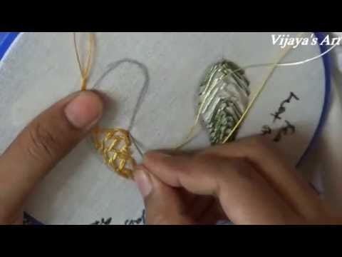 Leaf stitch design for beginners - 10  - Feather stitch