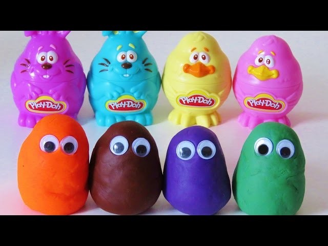 Learn colors and counting with play doh toy surprise eggs learn english esl