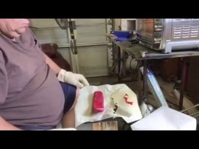 Making knife handle material from grocery bags