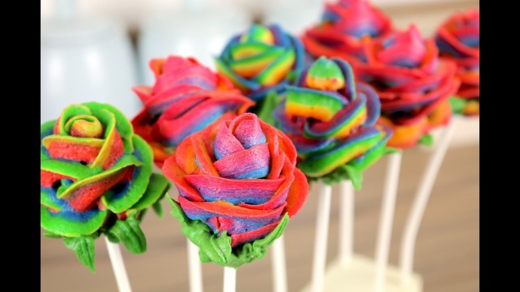 Rainbow Rose Cake Pops with Buttercream | CarlyToffle