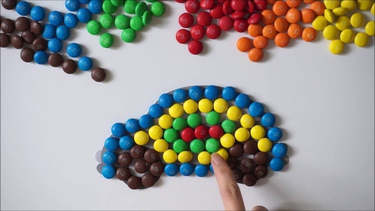 TOP Learn Colour Compilation - Rainbow Car M&M Candy video for children