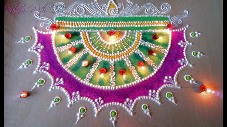 Beautiful Rangoli Designs With Colours for Festivals - Rangoli Competition Ideas -  For Doors!