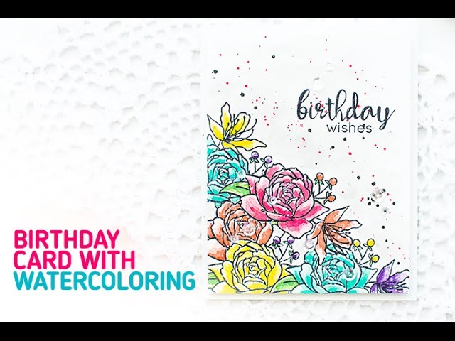 Birthday Card with Masking & Watercoloring (Behind the Scenes Video) | Simon Say Stamp Blog Hop