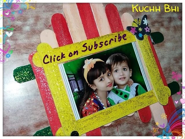 Craft Ideas - How To Make Photo Frame From Ice Cream Stick. Popsicle Stick Photo Frame
