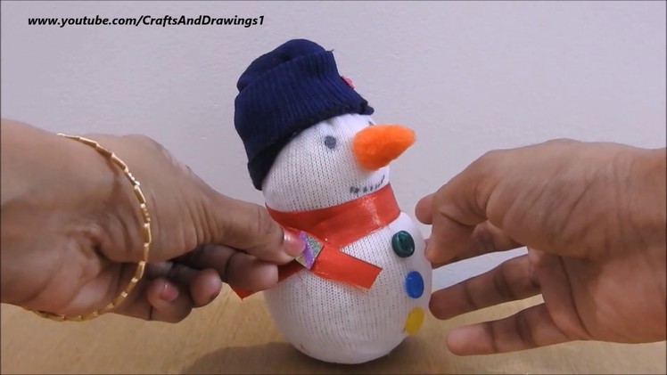 Cute Sock Snowman ~ How to Make Snowman ~ Super Easy Tutorial. Ideas ~ X'mas Room Decor ~ DIY
