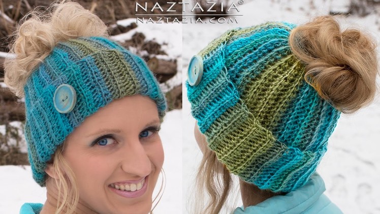 DIY Tutorial - Crochet Messy Bun Hat - Ribbed Bun Pony Tail Updo Hat with Hole on Top