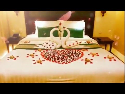 Honeymoon decorating Idea | Honeymoon bed decoration | Hotel bed decor for honeymoon couple