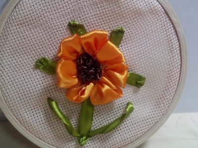How to DIY Embroidery Satin Ribbon Sunflower + Tutorial .