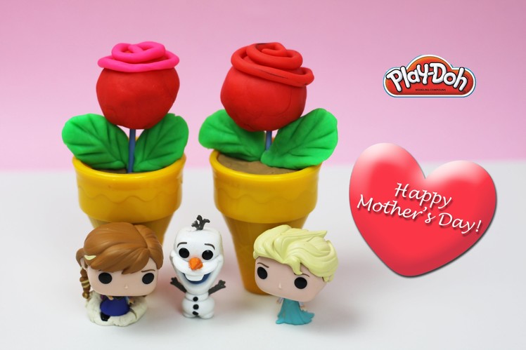 ✿ Play Doh Frozen Ice-cream Shop Mother's Day Special ✿ Rose Cake Pop