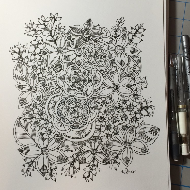 Slow doodle: flower shapes - by KC
