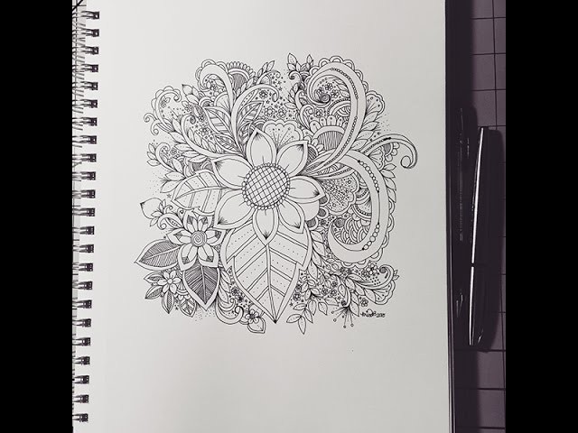 X8 speed - Inky Flower Zendoodle Journal Entry by kcdoodleart