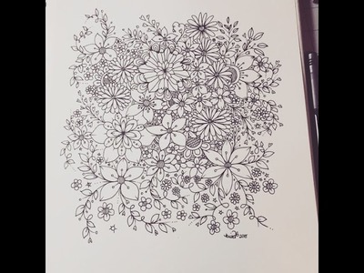 Zentangle Inspired Flowers - Art Journal Entry