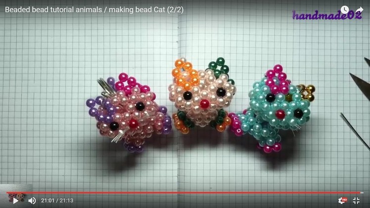 Beaded bead tutorial animals. making bead Cat  (2.2)