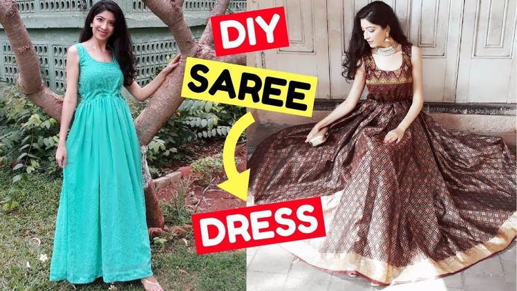 DIY Convert Old Saree into Dress & Gown | LookBook | How to Recycle Old Clothes || Bhawna Ahuja