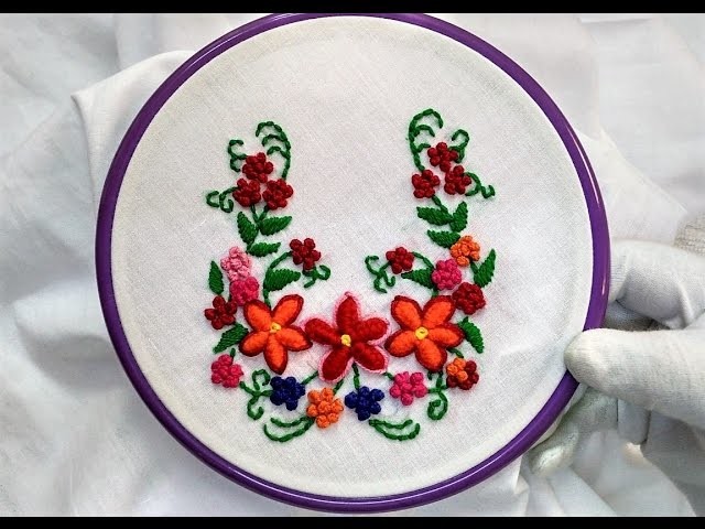 Hand Embroidery - Cast on Knotted and Satin Stitch