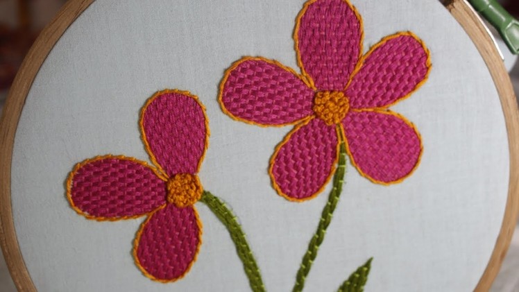 Hand Embroidery Designs | Checkered flower stitch | Stitch and Flower-138