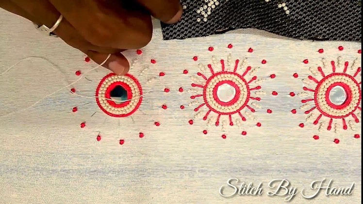 Hand embroidery: Mirror Embroidery Work With Silk Thread and pearls