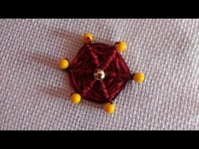 Hand Embroidery Spider Stitch Design With Pearls