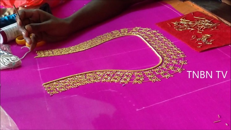 Hand embroidery tutorial for beginners, mirror work embroidery designs, blouse embroidery designs
