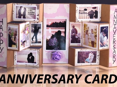 Happy Anniversary Card - Handmade Tri Shutter Card for Anniversary Gift