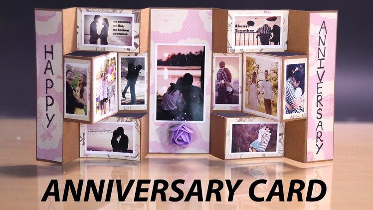 Happy Anniversary Card - Handmade Tri Shutter Card for Anniversary Gift