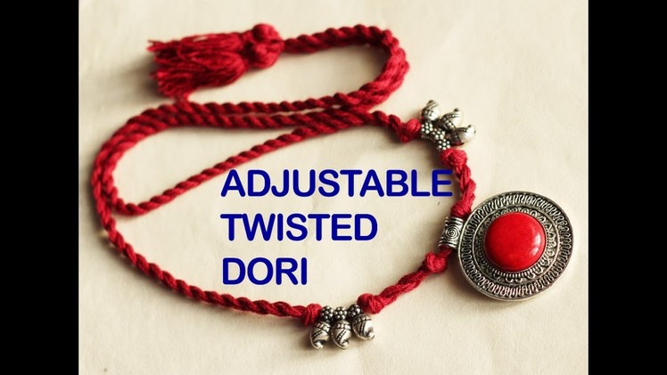 HOW TO MAKE ADJUSTABLE TWISTED DORI FOR NECKLACE | JEWELLERY MAKING TUTORIAL | MAKING THREAD DORI