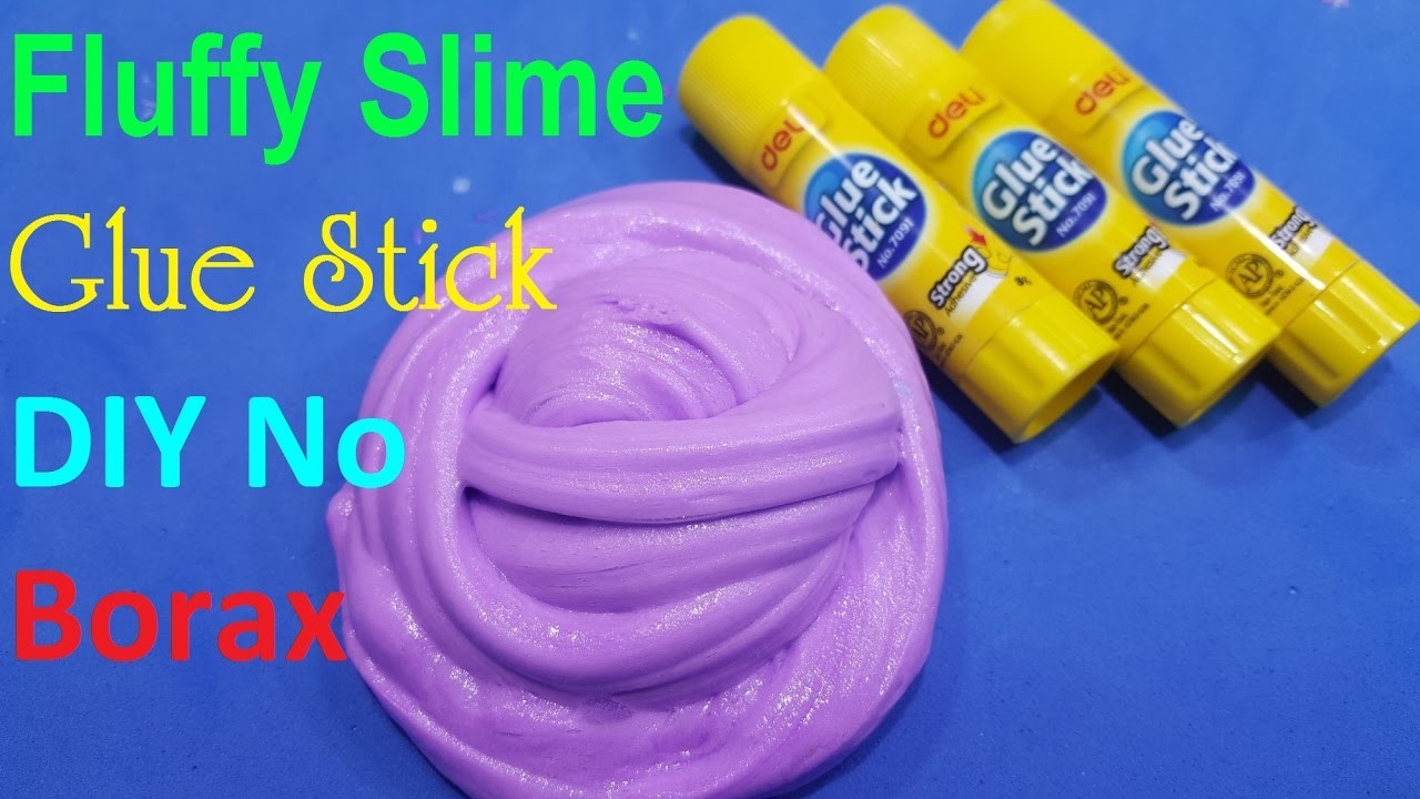 How To Make Fluffy Slime With Glue Stick Diy No Borax Baking Soda
