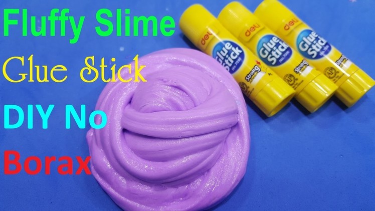 How To Make Fluffy Slime With Glue Stick DIY No Borax, Baking Soda, Liquid Starch