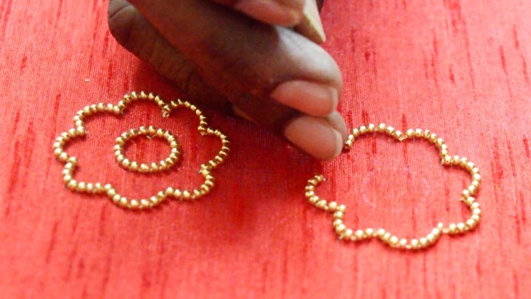 Making of Flower with Golden Beads - Maggam hand work video