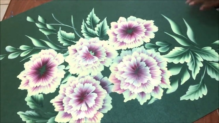 One Stroke Painting- Flower Cluster on Chart Paper