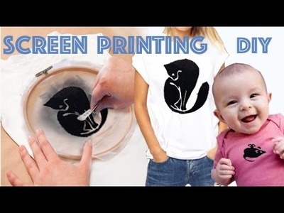 Screen printing clothes w. embroidery hoop - EASY DIY