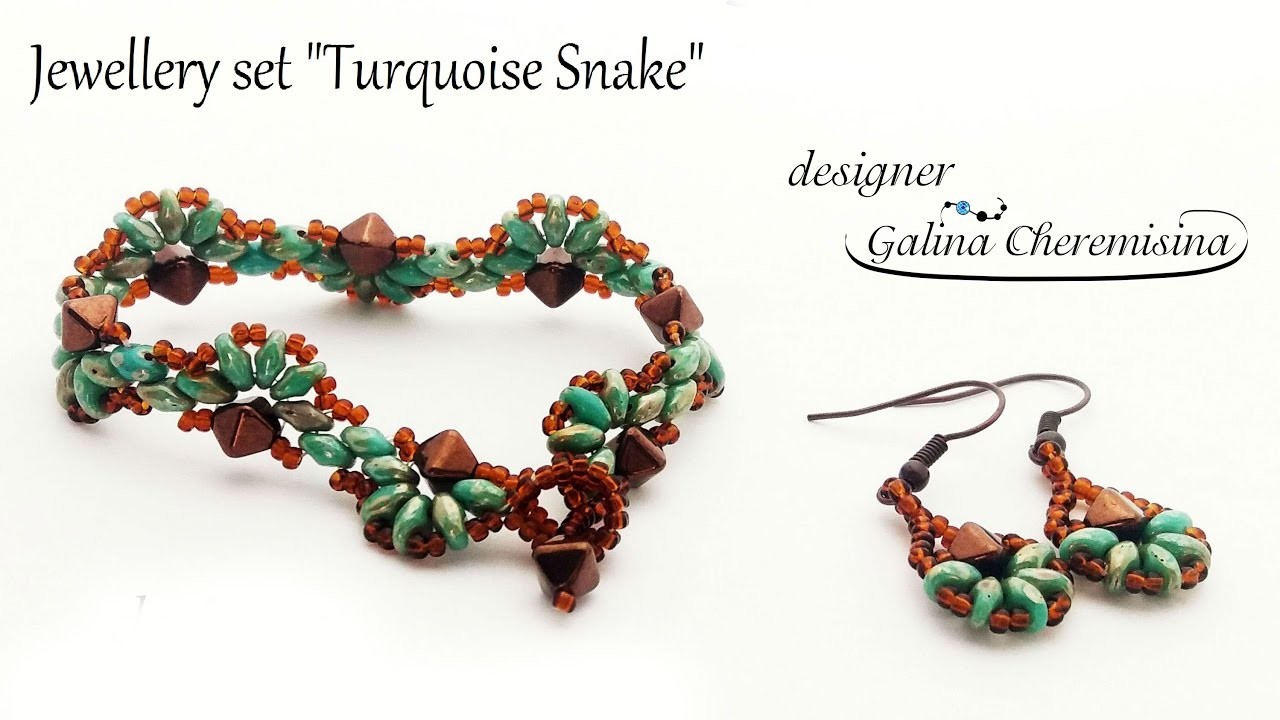 Turquoise Snake Bracelet with SuperDuo beads [Video Tutorial]