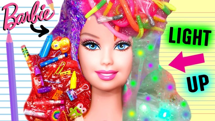 WEIRD DIY SLIME YOU MUST TRY | Barbie Hair Slime, Light Up Slime, School Supplies Slime, WORM Slime!