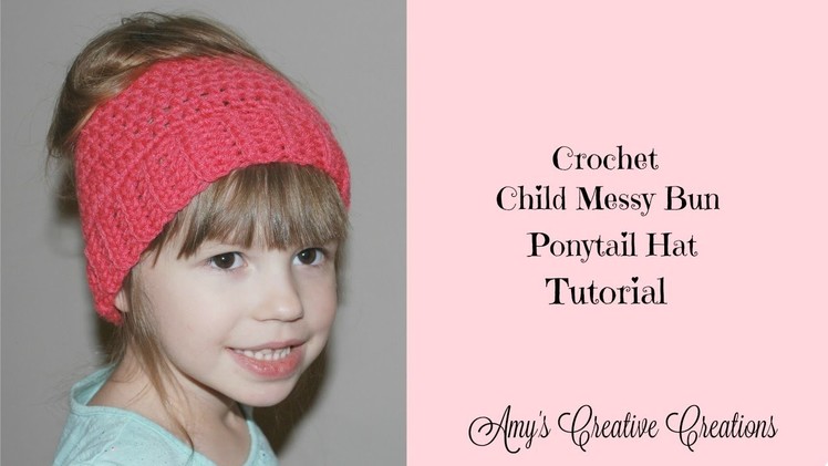 Crochet Child Messy Bun Ponytail Hat