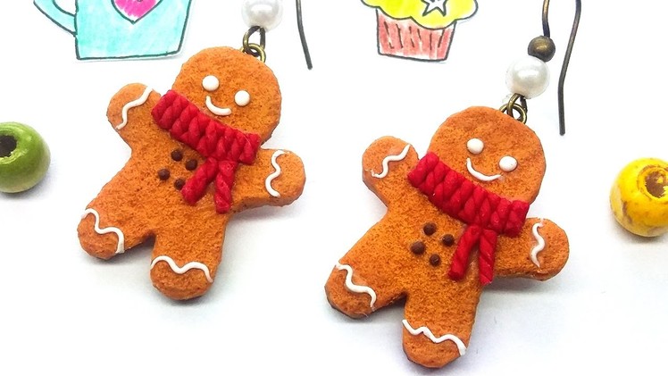 DIY Christmas Earrings | Gingerbread Man  | Easy Jewelry - Polymer Clay Tutorial