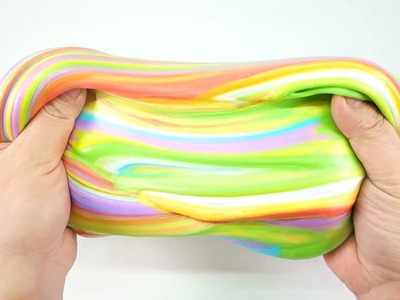 DIY RAINBOW FLUFFY SLIME !! MAKE 5 COLORS SLIME COMBINE EASY LEARN - WITHOUT BORAX, DETERGENT