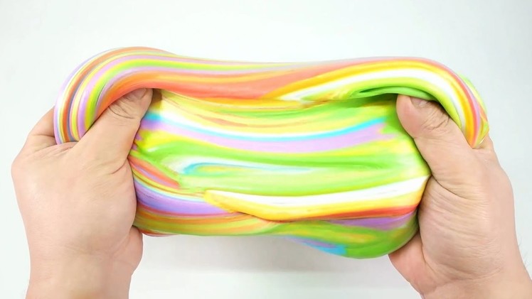 DIY RAINBOW FLUFFY SLIME !! MAKE 5 COLORS SLIME COMBINE EASY LEARN - WITHOUT BORAX, DETERGENT