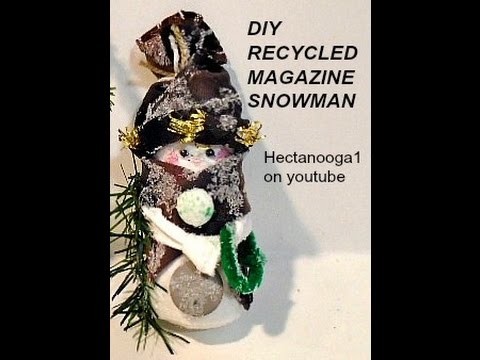 DIY RECYCLED MAGAZINE SNOWMAN, Christmas tree ornament, Easy crafts for kids