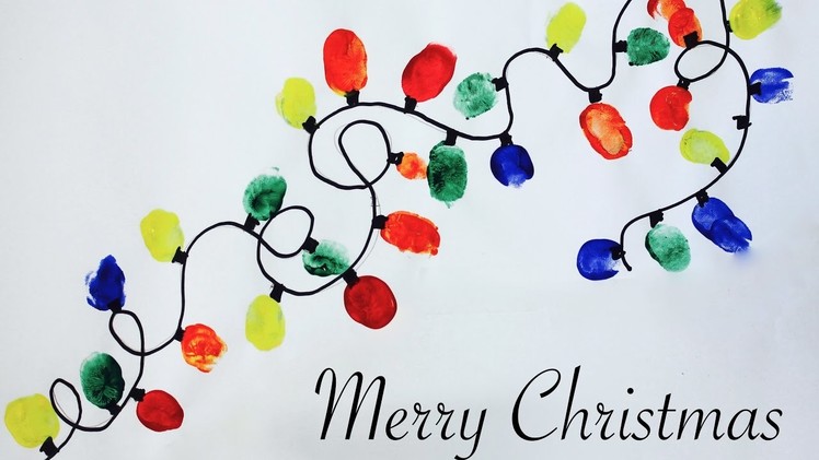 Easy Christmas craft: How to make a thumbprint Christmas lights artwork