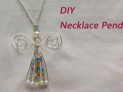 Easy DIY Necklace Pendant.DIY Jewellry Accessories Tutorial.Wire Wrapped and Beading Girl Pendant