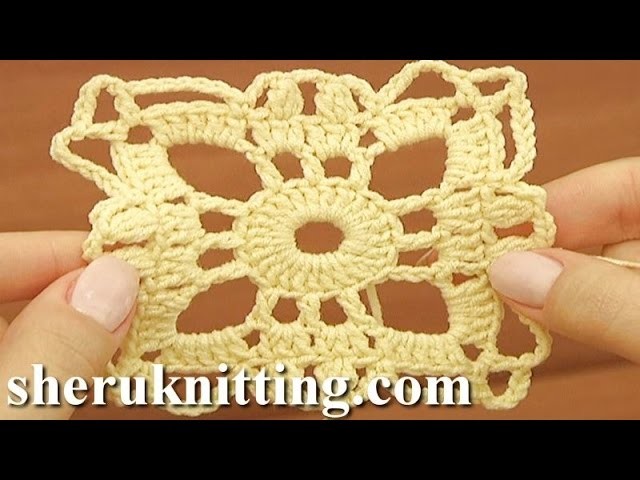 How to Crochet  Square Motif Tutorial 25 Part 1 of 2