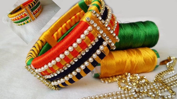 How to make Designer Silk Thread Bangle.Kada at Home | DIY