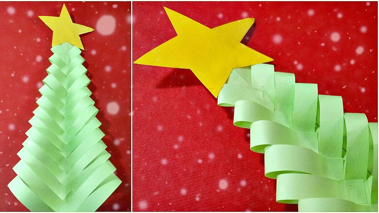 Origami christmas tree diy paper decor 3d made easy tutorial for kids ...