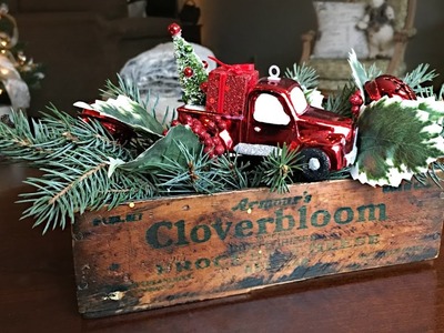 Red Truck Christmas Centerpiece - DIY Christmas Decorating - Rustic Floral Arrangement