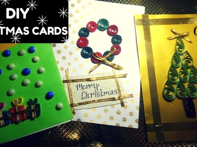 3 EASY DIY CHRISTMS QUILLED CARDS. HOLIDAY AND WINTER.HOW TO.HANDMADE CHRISTMAS CARDS