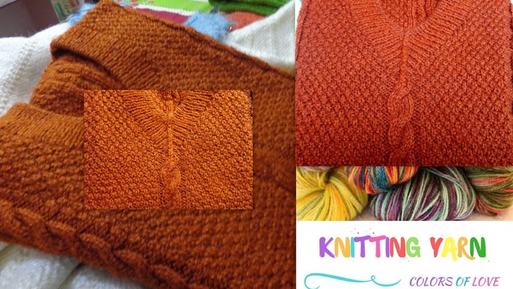 Cable knitting pattern on orange sweater (Hindi)