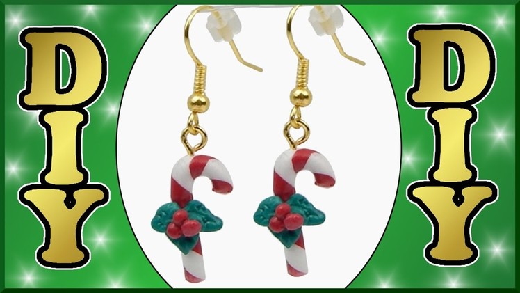 DIY | Fimo Zuckerstange Ohrringe basteln | Clay candy cane earrings with mistletoe