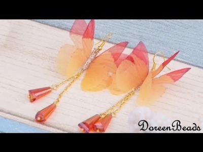 DoreenBeads Jewelry Making Tutorial - How to Make Ethereal Butterfly Earrings.
