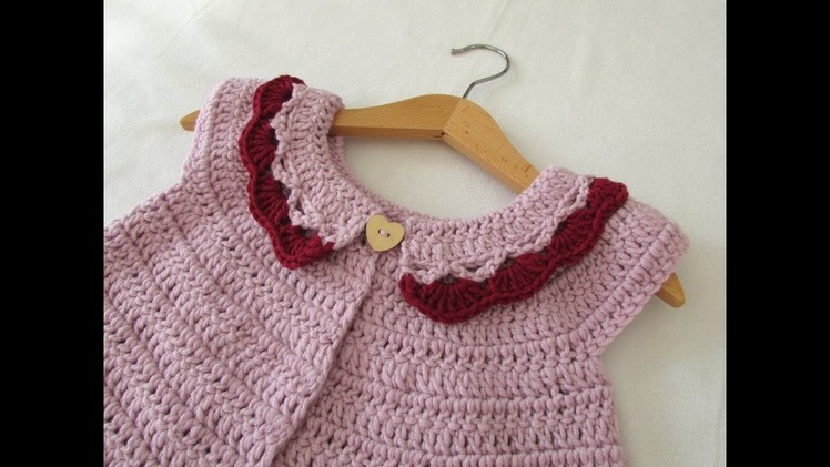 How to crochet a little girl's collar cardigan. sweater